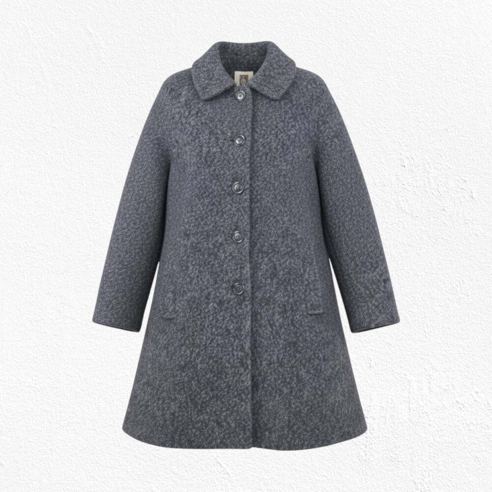 Anne Klein Charcoal Gray Boucle Wool Blend A-Line Button Front Coat XXL